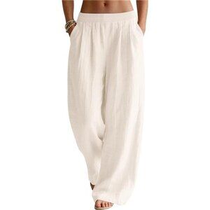 Linen Pants Women Wide Leg Apricot